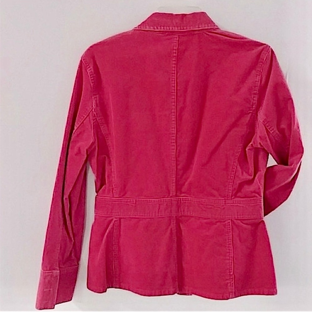 Boho JONES SPORT Jacket Shirt Sport Stretch Corduroy Pink Red Coral Size Medium - Picture 3 of 6